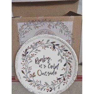 Fitz And Floyd Baby It's Cold Outside Wintry Woods Snowman Holiday Plate NIB